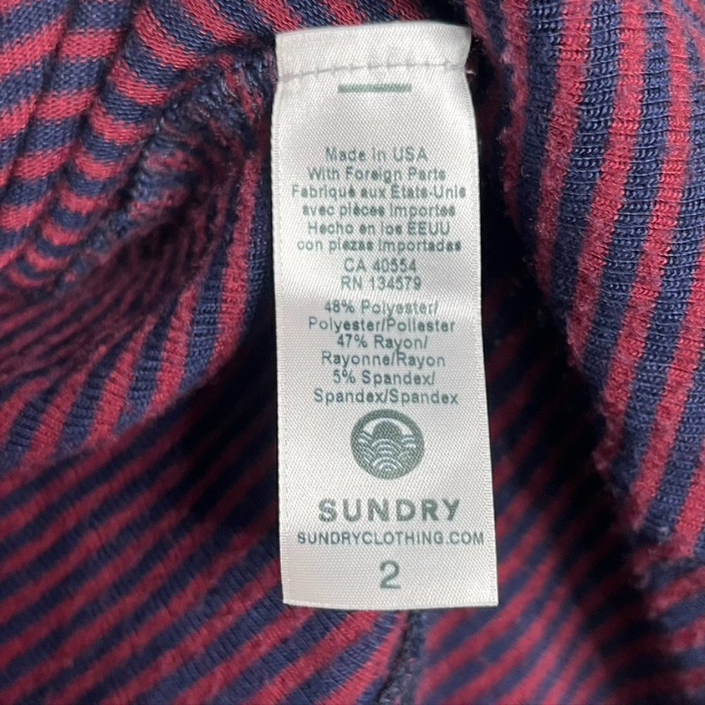 Anthropologie Sundry Striped Comfortable Cozy Cardigan Navy Maroon Size 2 M - Picture 11 of 11